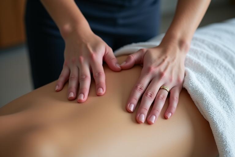 Massage thérapeutique sur les zones tendues de la colonne vertébrale