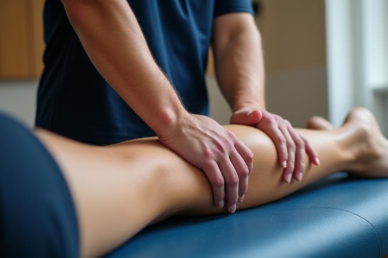 Athlète en rééducation avec massage sportif pour améliorer la récupération